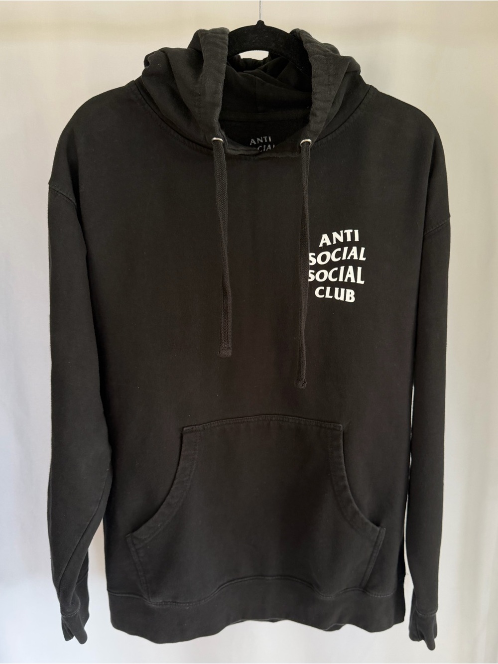 Anti Social Social Club Classic Logo Hoodie, Black, Size Large